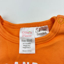 Load image into Gallery viewer, Unisex Ollie's Place, orange cotton bodysuit / romper, grandad, EUC, size 0000,  