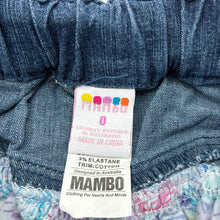 Load image into Gallery viewer, Girls Mambo, lightweight cotton &amp; denim skirt, elasticated, GUC, size 0,  