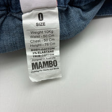 Load image into Gallery viewer, Girls Mambo, lightweight cotton &amp; denim skirt, elasticated, GUC, size 0,  