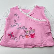Load image into Gallery viewer, Girls Woolworths, pink cotton cross-over top, butterfly, EUC, size 000,  