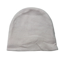 Load image into Gallery viewer, Girls Playette, pink &amp; white stripe knitted hat / beanie, EUC, size 000-00,  
