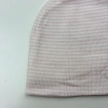 Load image into Gallery viewer, Girls Playette, pink &amp; white stripe knitted hat / beanie, EUC, size 000-00,  
