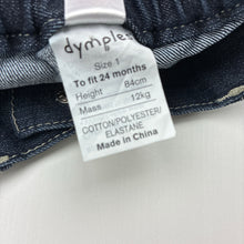 Load image into Gallery viewer, Girls Dymples, embroidered stretch denim jeans, elasticated, EUC, size 1,  