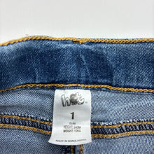 Load image into Gallery viewer, Girls H&amp;T, blue stretch denim jeans, adjustable, GUC, size 1,  