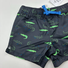 Load image into Gallery viewer, Boys Target, dark grey lightweight shorts / boardies, crocodiles, NEW, size 000,  