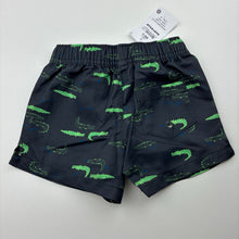 Load image into Gallery viewer, Boys Target, dark grey lightweight shorts / boardies, crocodiles, NEW, size 000,  