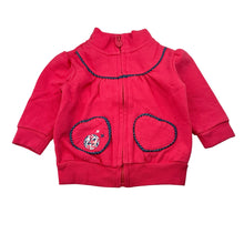 Load image into Gallery viewer, Girls Tiny Little Wonders, pink zip-up sweater, small mark right sleeve, FUC, size 00,  