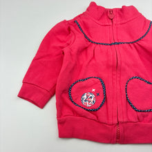 Load image into Gallery viewer, Girls Tiny Little Wonders, pink zip-up sweater, small mark right sleeve, FUC, size 00,  