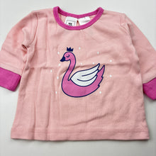 Load image into Gallery viewer, Girls Kids &amp; Co Baby, soft cotton long sleeve t-shirt / top, swan, EUC, size 000,  
