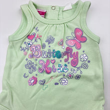 Load image into Gallery viewer, Girls H+T, green cotton singletsuit / romper, butterfly, GUC, size 0000,  