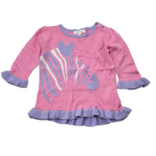Load image into Gallery viewer, Girls Mix Baby, lightweight knitted cotton sweater / jumper, zebra, GUC, size 00,  