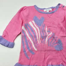 Load image into Gallery viewer, Girls Mix Baby, lightweight knitted cotton sweater / jumper, zebra, GUC, size 00,  