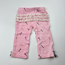 Load image into Gallery viewer, Girls Chick Pea, pink cotton ruffle leggings / bottoms, GUC, size 000,  