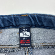 Load image into Gallery viewer, Girls Zara, blue stretech denim jeans, adjustable, GUC, size 00,  