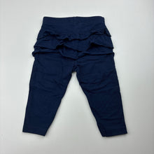 Load image into Gallery viewer, Girls Dymples, navy stretchy ruffle leggings, EUC, size 00,  