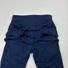 Load image into Gallery viewer, Girls Dymples, navy stretchy ruffle leggings, EUC, size 00,  