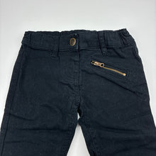 Load image into Gallery viewer, Girls H&amp;T, black stretch cotton pants, adjustable, EUC, size 1,  