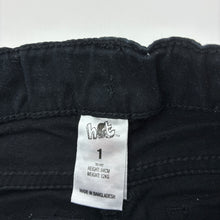 Load image into Gallery viewer, Girls H&amp;T, black stretch cotton pants, adjustable, EUC, size 1,  