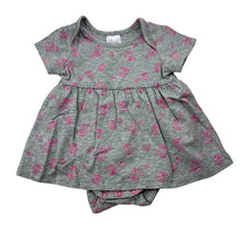 Load image into Gallery viewer, Girls Target, grey stretchy romper dress, rabbits, EUC, size 000,  