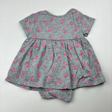 Load image into Gallery viewer, Girls Target, grey stretchy romper dress, rabbits, EUC, size 000,  