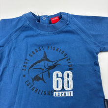 Load image into Gallery viewer, Boys Esprit, blue cotton t-shirt / top, fish, GUC, size 6 months,  