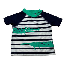 Load image into Gallery viewer, Boys Dymples, short sleeve rashie / swim top, crocodiles, EUC, size 000,  