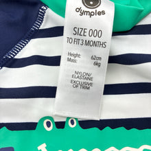 Load image into Gallery viewer, Boys Dymples, short sleeve rashie / swim top, crocodiles, EUC, size 000,  