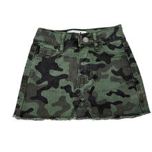 Load image into Gallery viewer, Girls Cotton On, khaki camo print stretch cotton skirt, adjustable, GUC, size 1,  