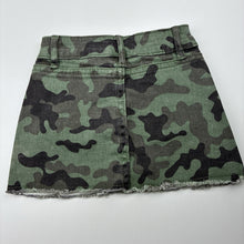 Load image into Gallery viewer, Girls Cotton On, khaki camo print stretch cotton skirt, adjustable, GUC, size 1,  