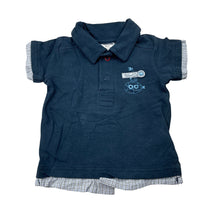 Load image into Gallery viewer, Boys Max and Tilly, blue soft stretchy polo shirt / top, GUC, size 000,  