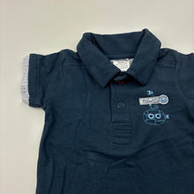 Load image into Gallery viewer, Boys Max and Tilly, blue soft stretchy polo shirt / top, GUC, size 000,  