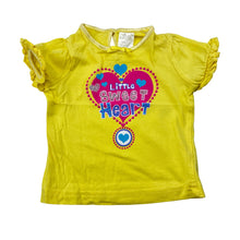 Load image into Gallery viewer, Girls Baby Biz, yellow cotton t-shirt / top, heart, GUC, size 000,  