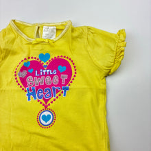 Load image into Gallery viewer, Girls Baby Biz, yellow cotton t-shirt / top, heart, GUC, size 000,  