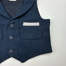 Load image into Gallery viewer, Boys Mamas &amp; Papas, blue cotton pin stripe formal vest / waistcoat, EUC, size 0,  