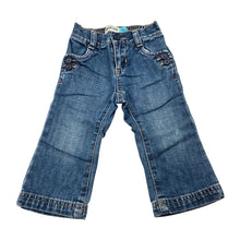 Load image into Gallery viewer, Girls Old Navy, blue denim jeans, elasticated, mark left knee, FUC, size 1,  