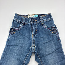Load image into Gallery viewer, Girls Old Navy, blue denim jeans, elasticated, mark left knee, FUC, size 1,  