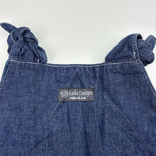Load image into Gallery viewer, Girls Keiki Designs, lightweight denim dress, applique butterflies, EUC, size 1, L: 43cm