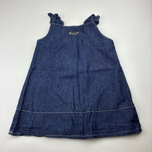 Load image into Gallery viewer, Girls Keiki Designs, lightweight denim dress, applique butterflies, EUC, size 1, L: 43cm