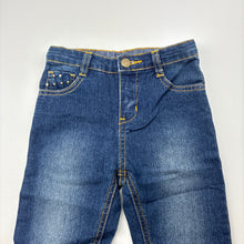 Load image into Gallery viewer, Girls Zap, blue stretch denim jeans, adjustable, Inside leg: 37cm, GUC, size 3,  