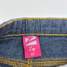 Load image into Gallery viewer, Girls Zap, blue stretch denim jeans, adjustable, Inside leg: 37cm, GUC, size 3,  