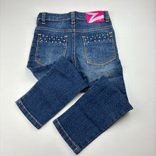 Load image into Gallery viewer, Girls Zap, blue stretch denim jeans, adjustable, Inside leg: 37cm, GUC, size 3,  