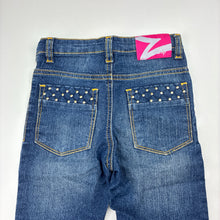 Load image into Gallery viewer, Girls Zap, blue stretch denim jeans, adjustable, Inside leg: 37cm, GUC, size 3,  