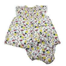 Load image into Gallery viewer, Girls Target, lined cotton tropical dress / top, L: 34cm, matching bloomers , EUC, size 00,  