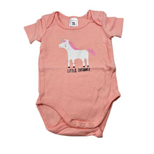Load image into Gallery viewer, Girls Kids &amp; Co Baby, pink cotton bodysuit / romper, unicorn, EUC, size 00,  