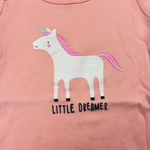 Load image into Gallery viewer, Girls Kids &amp; Co Baby, pink cotton bodysuit / romper, unicorn, EUC, size 00,  