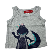 Load image into Gallery viewer, Boys Sprout, grey cotton tank top, crocodile, GUC, size 000,  