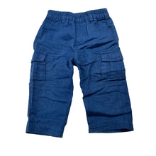 Load image into Gallery viewer, Boys Sprout, blue lightweight cotton cargo pants, elasticated, GUC, size 00,  