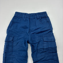 Load image into Gallery viewer, Boys Sprout, blue lightweight cotton cargo pants, elasticated, GUC, size 00,  