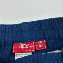 Load image into Gallery viewer, Boys Sprout, blue lightweight cotton cargo pants, elasticated, GUC, size 00,  