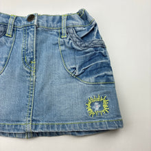 Load image into Gallery viewer, Girls GJ Unltd Jeans, blue stretch denim skirt, elasticated, GUC, size 1,  